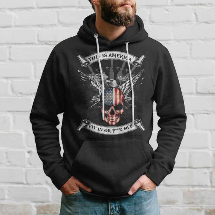 This Is America Fit In Or Fuck Off Skull Hoodie Gifts for Him