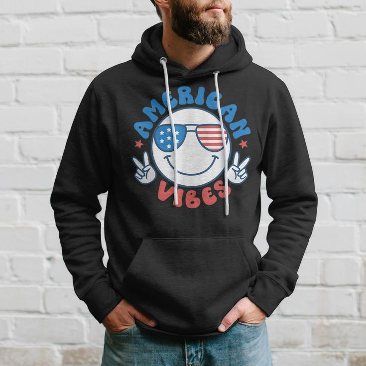 America Vibes Fourth 4Th Of July Happy Face Smile Patriotic Hoodie Gifts for Him