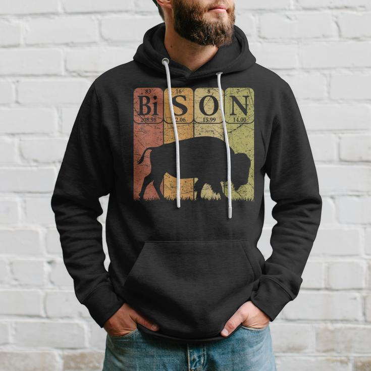 American Bison Periodic Table Elements Buffalo Retro Hoodie Gifts for Him