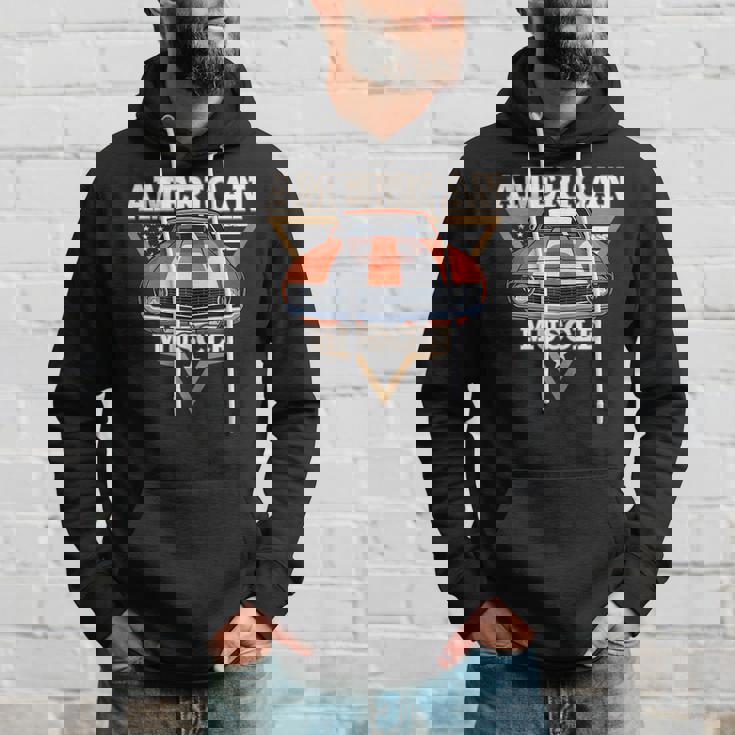 American Flag Vintage Muscle Car Hot Rod And Muscle Car Hoodie Gifts for Him