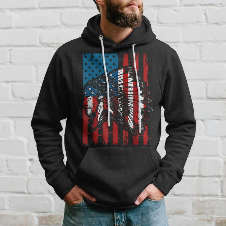 American Indian Roots Us Flag Indigenous Native American Hoodie Gifts for Him