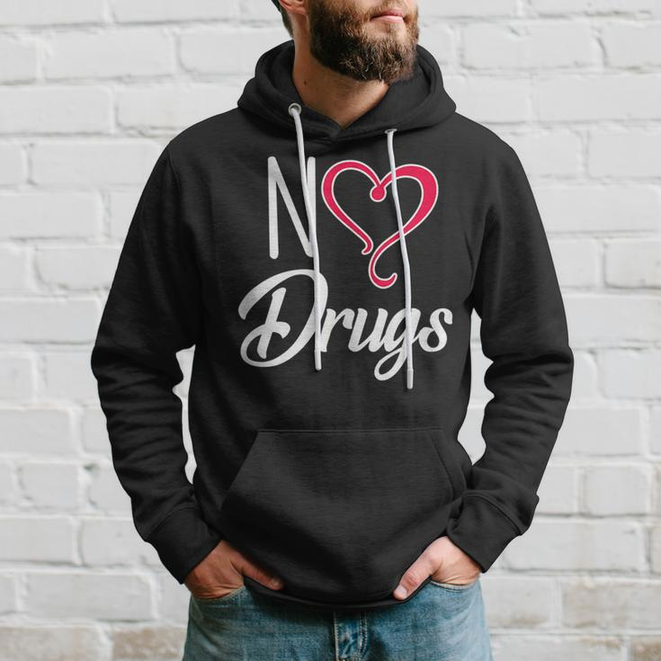 Anti Drug And Alcohol No Drugs Heart Shape Red Ribbon Hoodie Gifts for Him