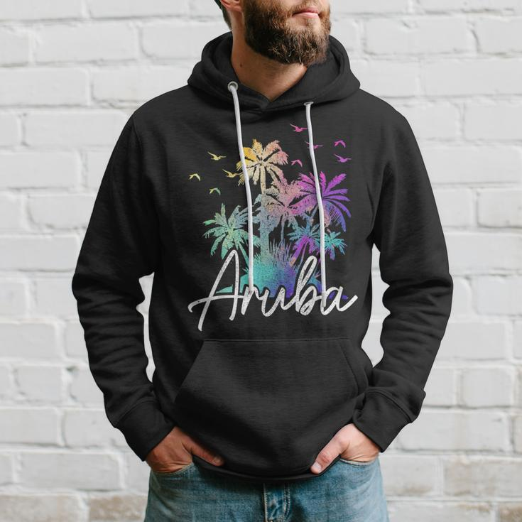 Aruba Beach Vintage Palm Trees Vacation Aruba Funny Gifts Hoodie Gifts for Him