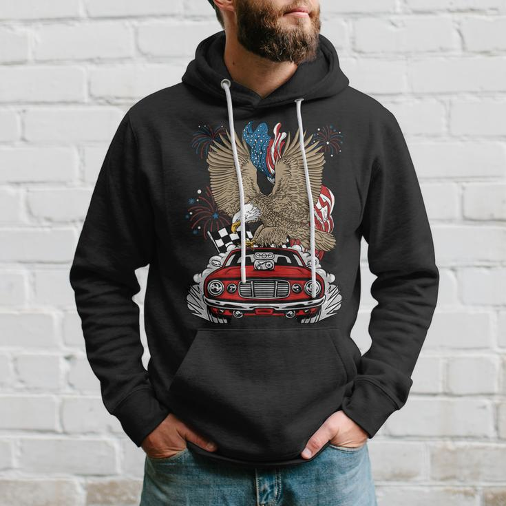 Auto Racing 4Th Of July Eagle Usa Flag Dragster Race Hoodie Gifts for Him