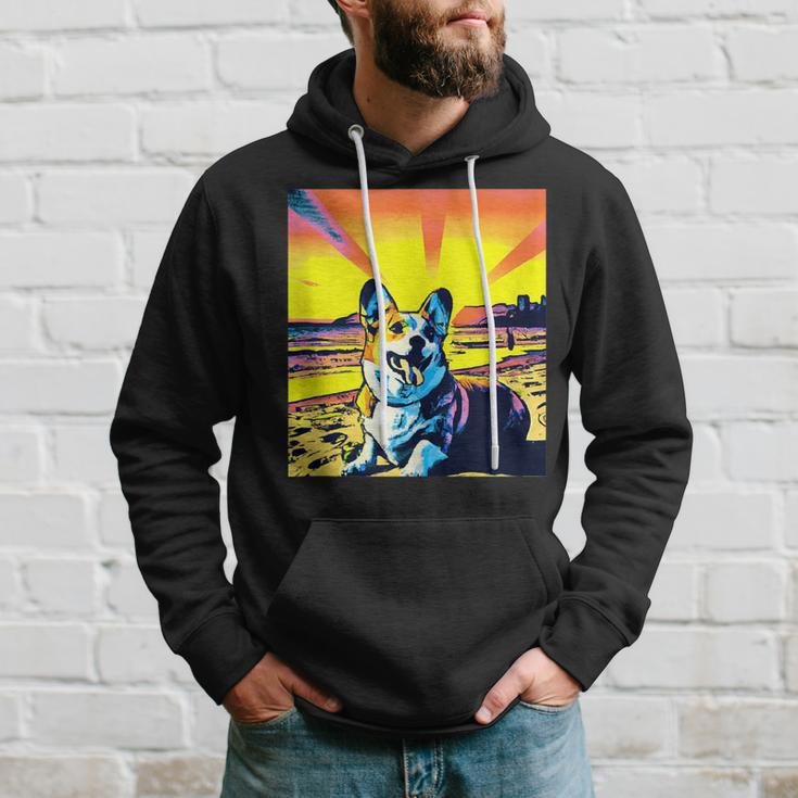 Beach Corgi Vintage Sunset Vacation Sunny Holiday Dog Hoodie Gifts for Him