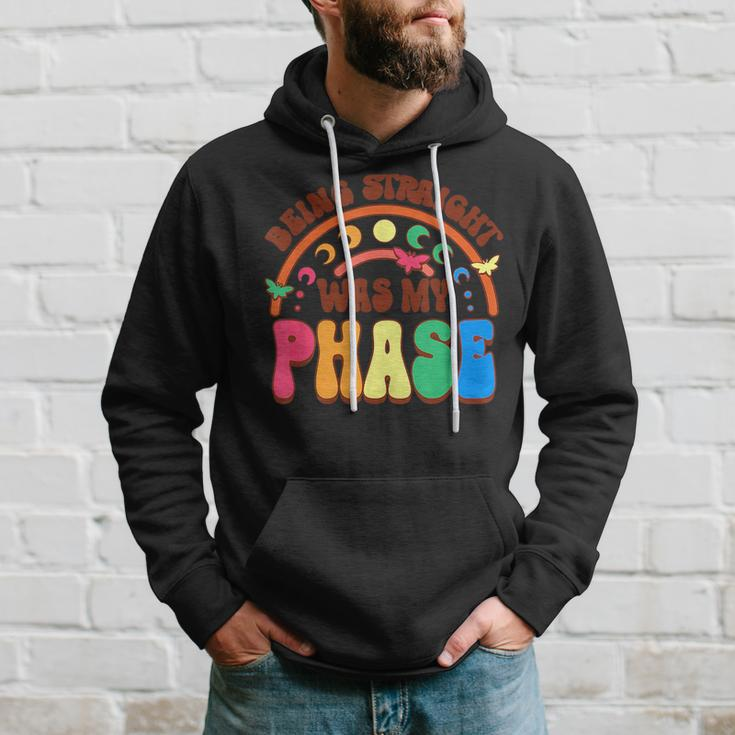 Being Straight Was My Phase Groovy Lgbt Pride Month Gay Les Hoodie Gifts for Him