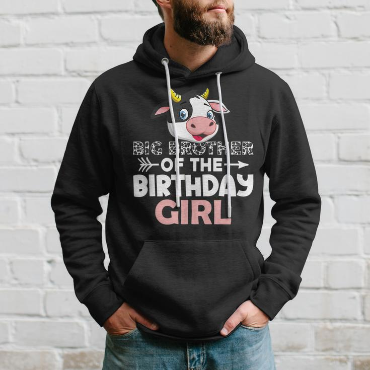 Big Brother Of The Birthday Girl Cows Farm Cow Brother Hoodie Gifts for Him