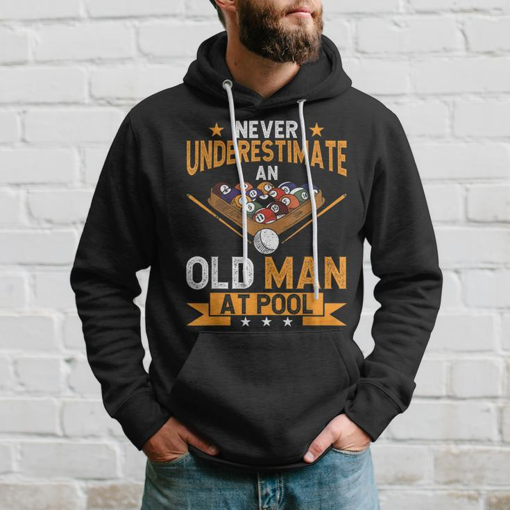 Billiard Pool Ball Never Underestimate An Old Man At Pool Gift For Mens Hoodie Gifts for Him