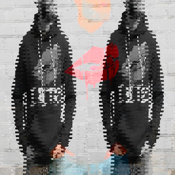 I Bite Sexy Vampire Fangs Lips Th Spooky Halloween Hoodie Gifts for Him