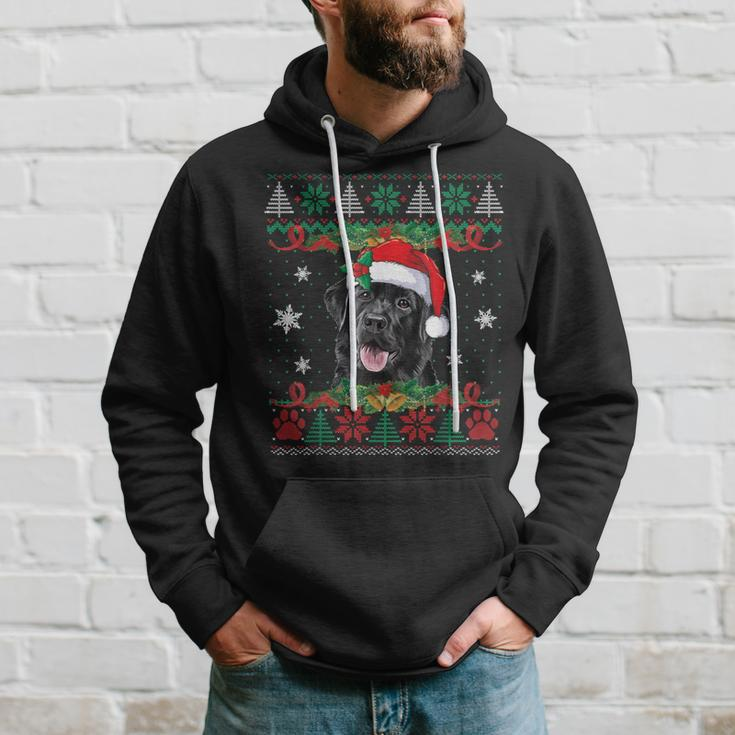 Black Lab Christmas Santa Ugly Sweater Dog Lover Xmas Hoodie Gifts for Him