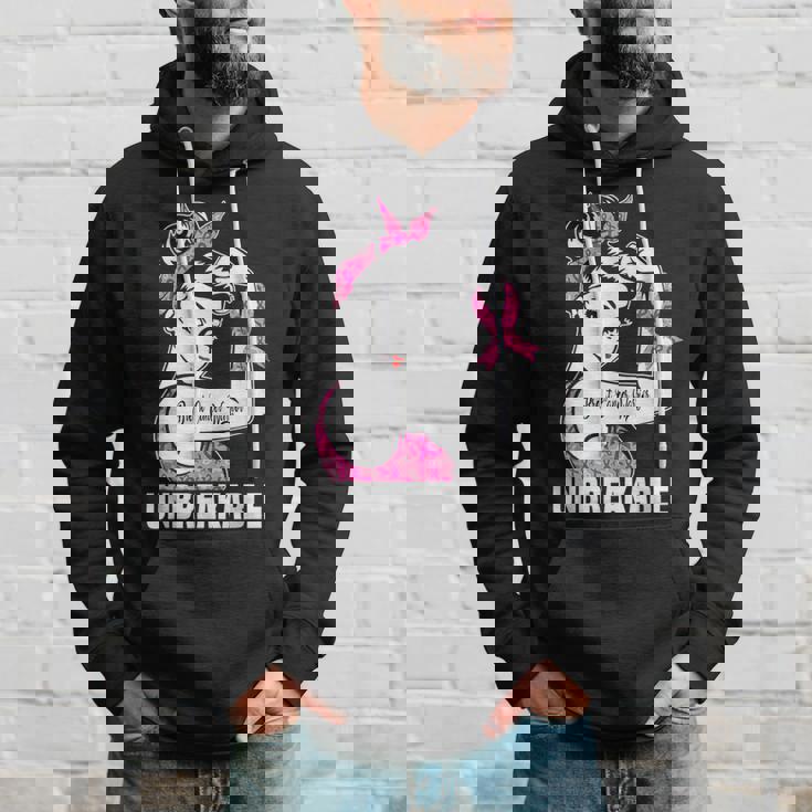 Breast Cancer Warrior Unbreakable Breast Cancer Awareness Hoodie Gifts for Him
