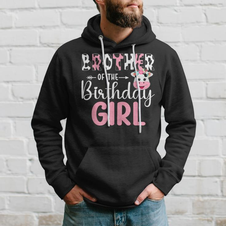 Brother Of The Birthday Girl Farm Cow 1 St Birthday Girl Hoodie Gifts for Him
