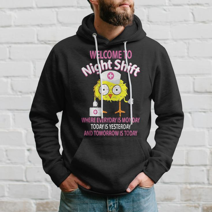 Bsn Lpn Cna Funny Nursing Chick Welcome To Night Shift Nurse Hoodie Gifts for Him