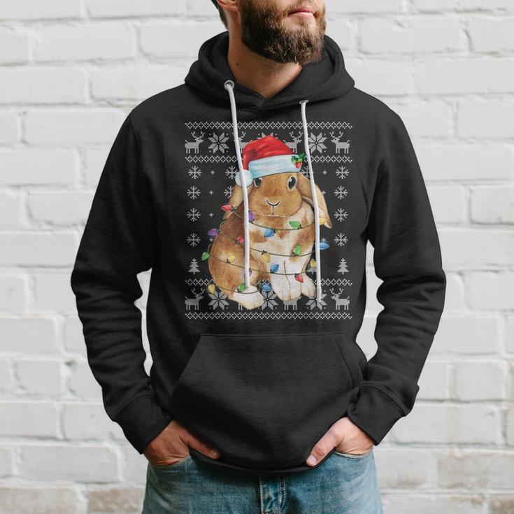 Bunny Rabbit Christmas Ugly Sweater Xmas Tree Decor Hoodie Gifts for Him