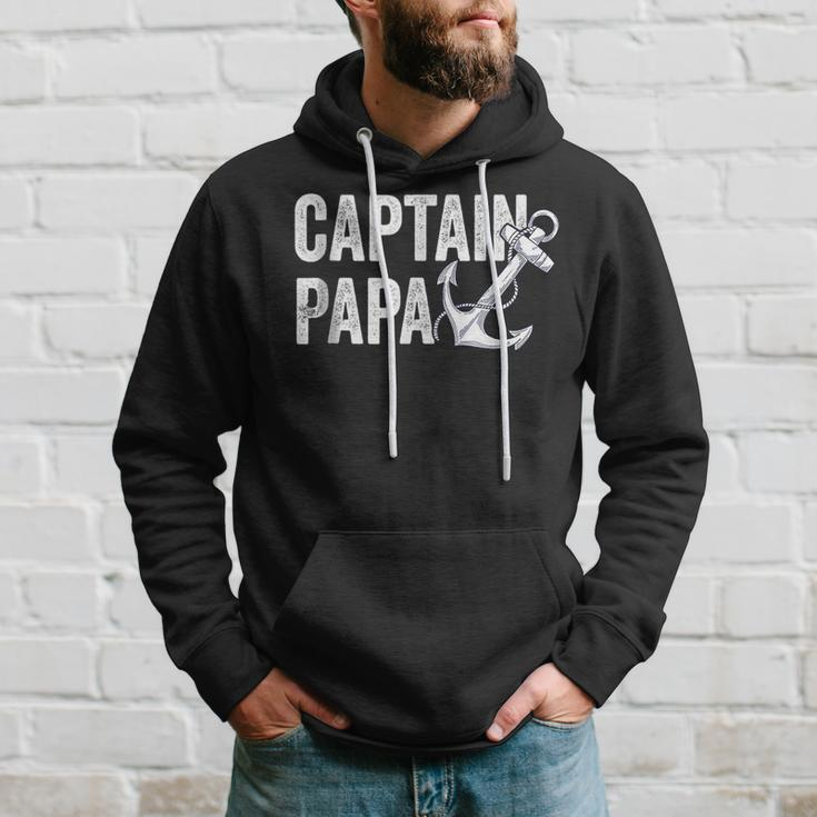 Captain Papa Pontoon Gift Lake Sailor Fishing Boating Hoodie Gifts for Him