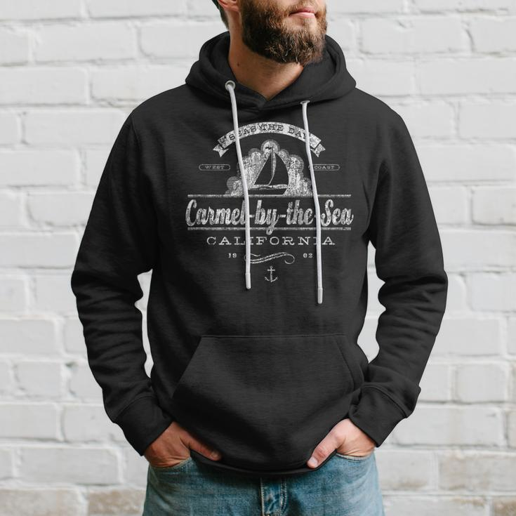 Carmel-By-The-Sea Ca Sailboat Vintage Nautical Hoodie Gifts for Him