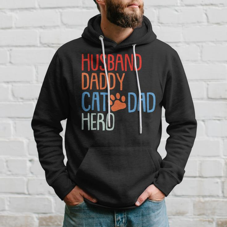 Cat Dad Fathers Day Husband Daddy Hero Papa Dada Pops Men Hoodie Gifts for Him