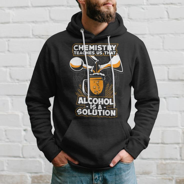 Chemistry Gift Alcohol Is A Solution Funny Science Hoodie Gifts for Him
