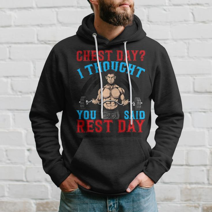 Chest Day Thought You Said Rest Day Backprint Bodybuilding Hoodie Gifts for Him