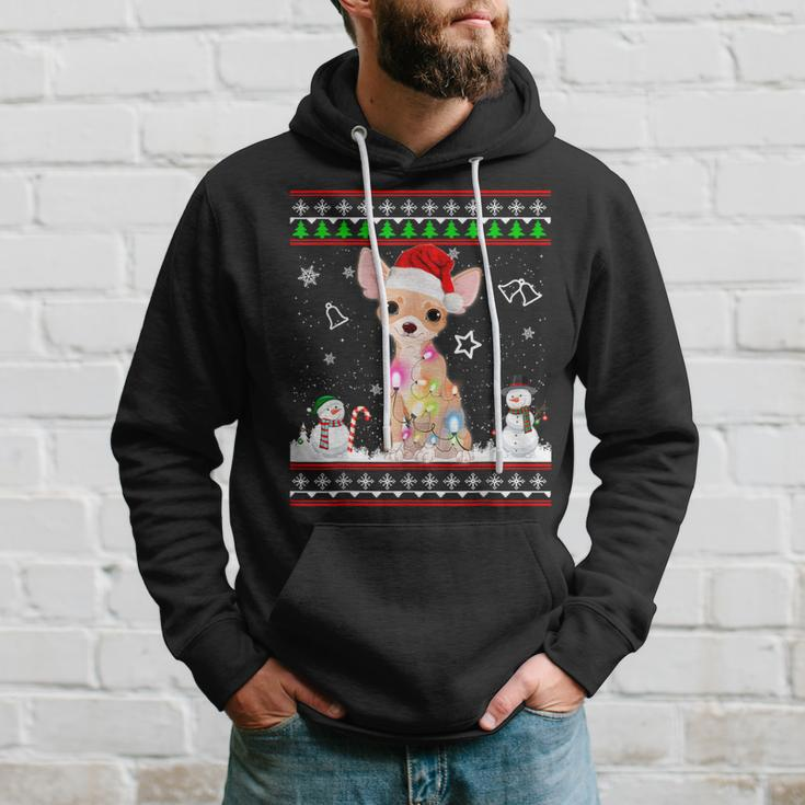 Chihuahua Christmas Dog Light Ugly Sweater Short Sleeve Hoodie Gifts for Him