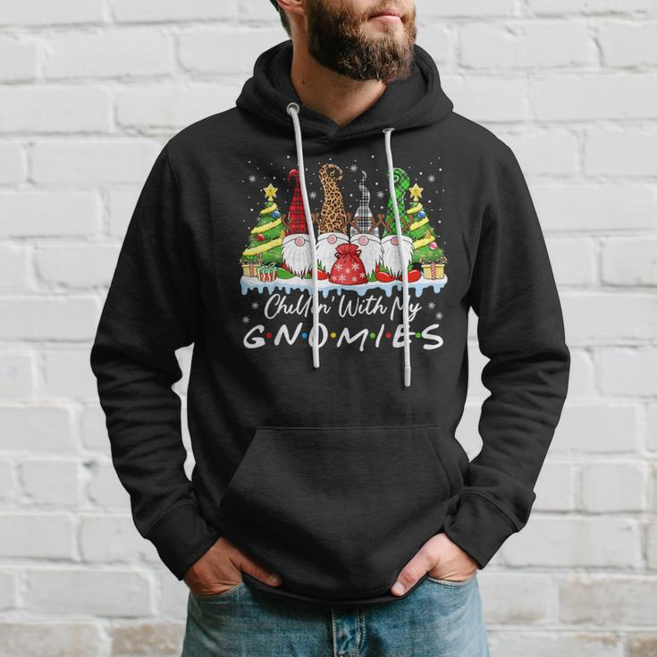Chillin With My Gnomies Christmas Family Friend Gnomes Hoodie Gifts for Him