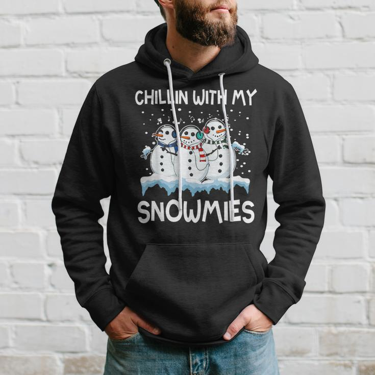 Chillin With My Snowmies Ugly Christmas Sweater Style Hoodie Gifts for Him
