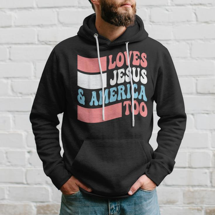 Christian Loves Jesus And America Too 4Th Of July Hoodie Gifts for Him
