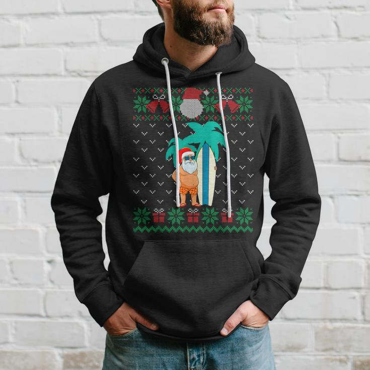 Christmas In July Summer Santa Ugly Xmas Sweater Tropical Hoodie Gifts for Him