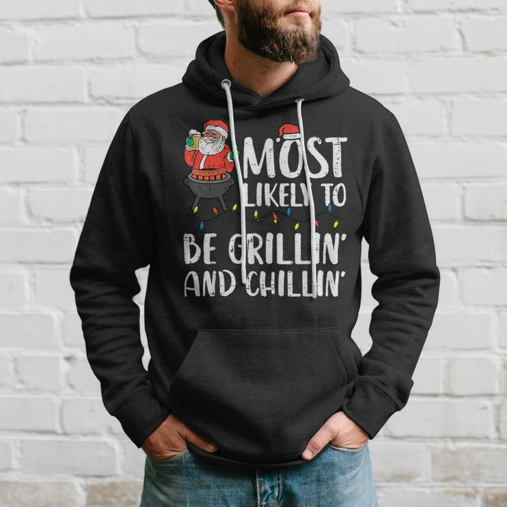 Christmas Most Likely To Be Grillin And Chillin Xmas Dad Men Hoodie Gifts for Him