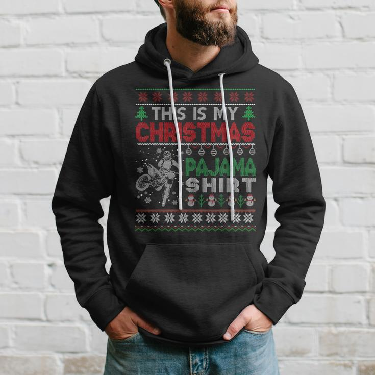 This Is My Christmas Pajama Ugly Sweater Motocross Dirtbike Hoodie Gifts for Him