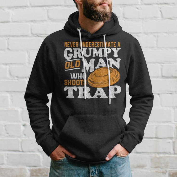 Clay Target Shooting Never Underestimate Grumpy Old Man Trap Hoodie Gifts for Him