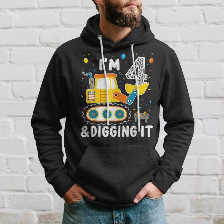 Construction Truck 4Th Birthday Boy 4 Yrs Old Digger Builder Hoodie Gifts for Him