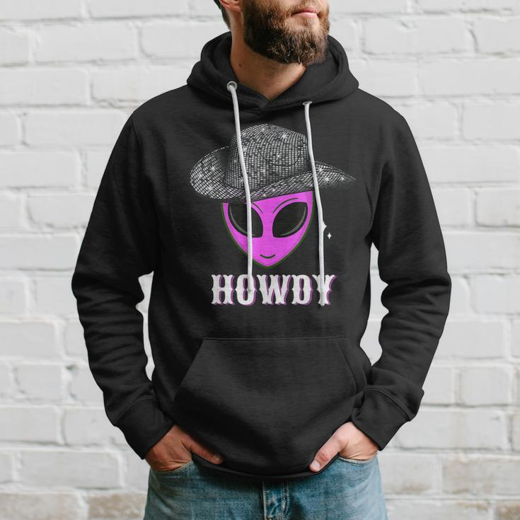 Cool Cowboy Hat Alien Howdy Space Western Disco Theme Hoodie Gifts for Him