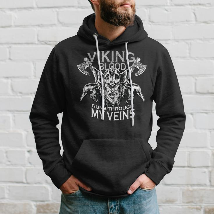 Cool Viking Text Viking Blood Runs Through My Veins Hoodie Gifts for Him