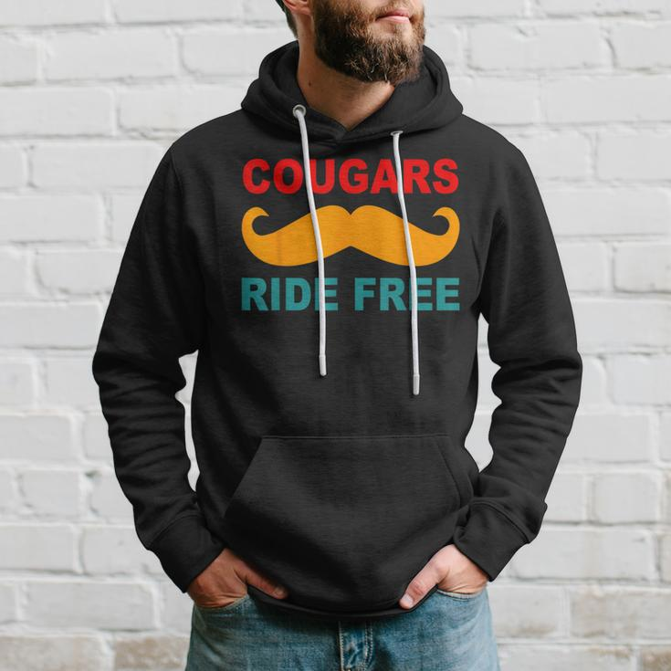 Cougars Ride Free Mustache Rides Cougar Bait Vintage Hoodie Gifts for Him