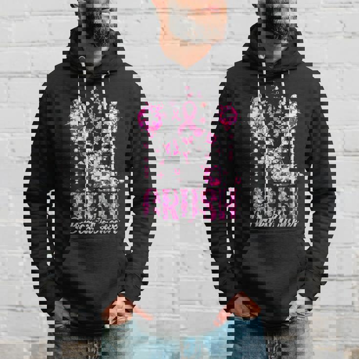 Crush Breast Cancer Awareness Bling Pink Ribbon Hoodie Gifts for Him