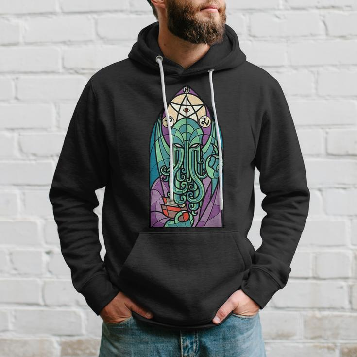 Cthulhu Church Stained Glass Cosmic Horror Monster Church Hoodie Gifts for Him