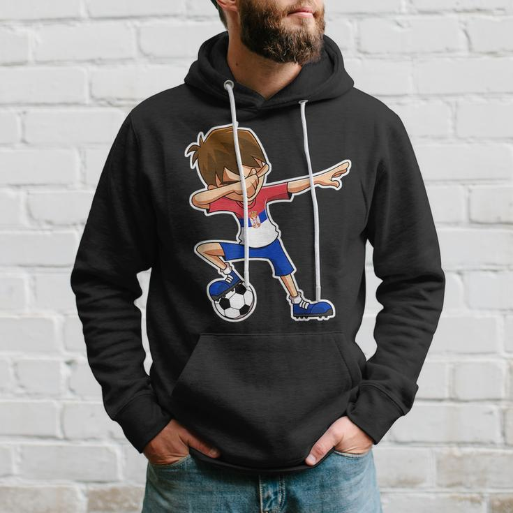 Dabbing Soccer Boy Serbia Serbian Flag Jersey Hoodie Gifts for Him