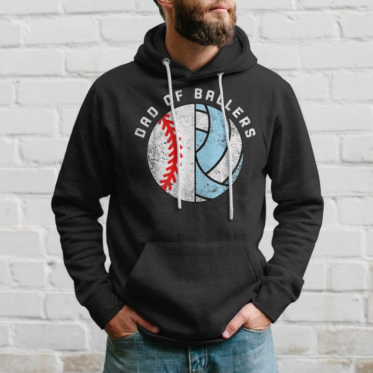 Dad Of Ballers Funny Baseball Volleyball Dad Daddy Papa Hoodie Gifts for Him