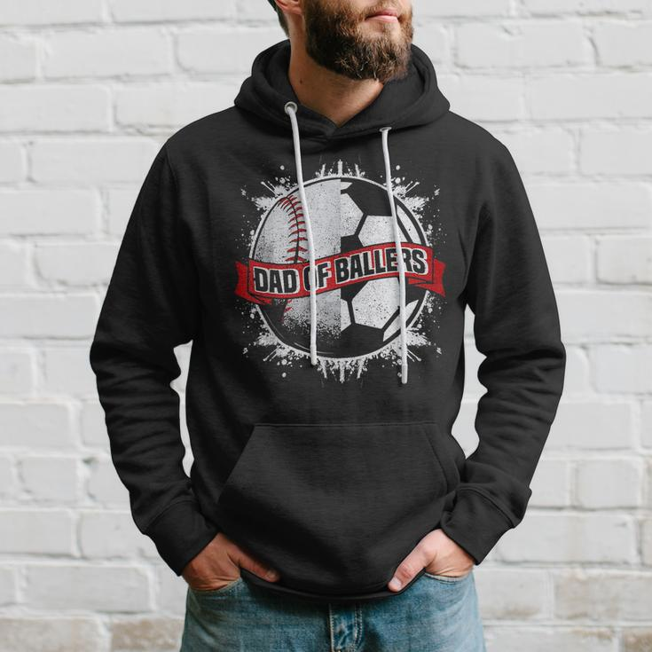 Dad Of Both Baseball Soccer Dad Of Ballers Fathers Day Men Hoodie Gifts for Him