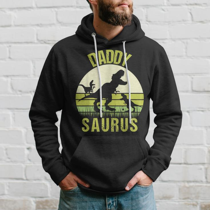 Daddy Dinosaur Daddysaurus 2 Two Kids Fathers Day Hoodie Gifts for Him