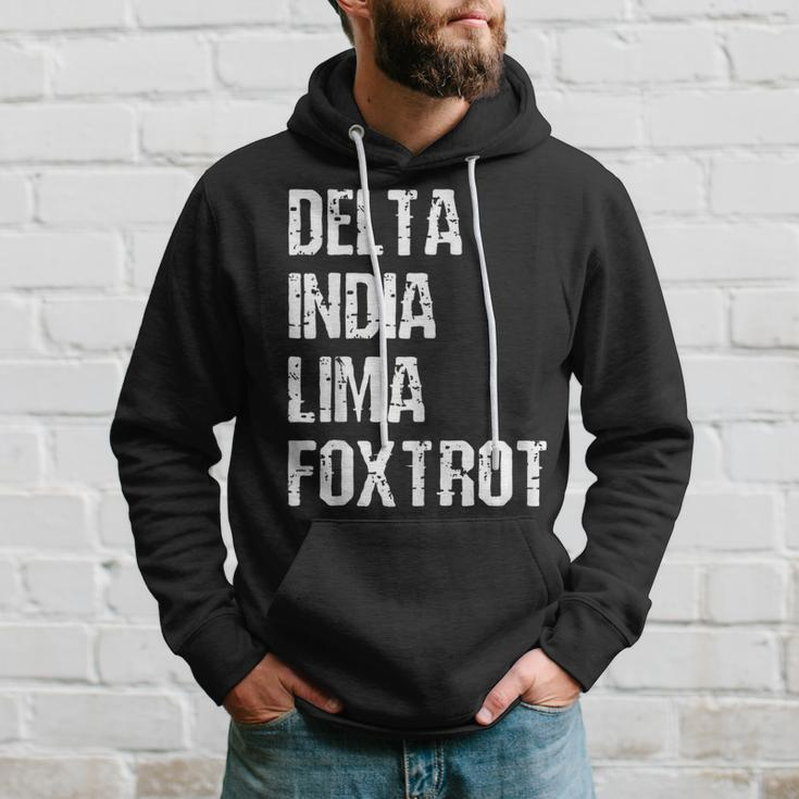 Delta India Lima Foxtrot Dilf Father Dad Funny Joking Hoodie Gifts for Him