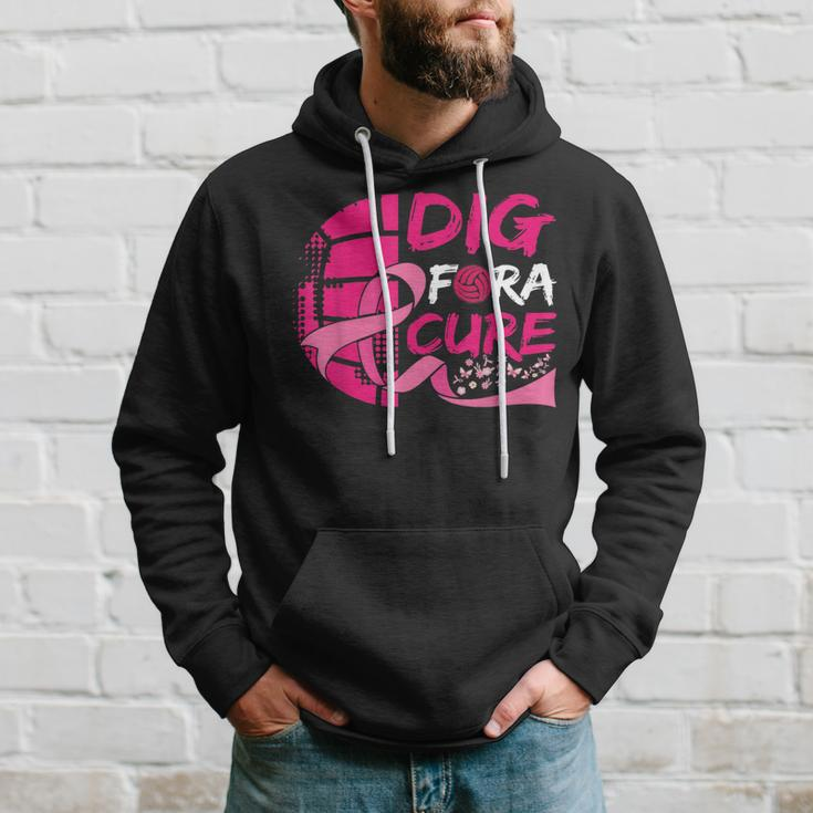 Dig For A Cure Breast Cancer Awareness Volleyball Pink Hoodie Gifts for Him