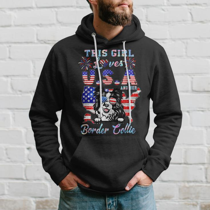 Dog Border Collie This Girl Loves Usa And Her Dog Border Collie 4Th Of July Hoodie Gifts for Him