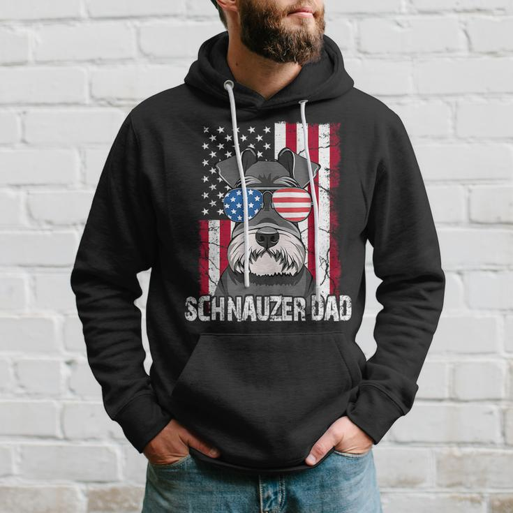 Dog Dad Fathers Day Gift Mini Schnauzer Usa Flag 4Th Of July Hoodie Gifts for Him