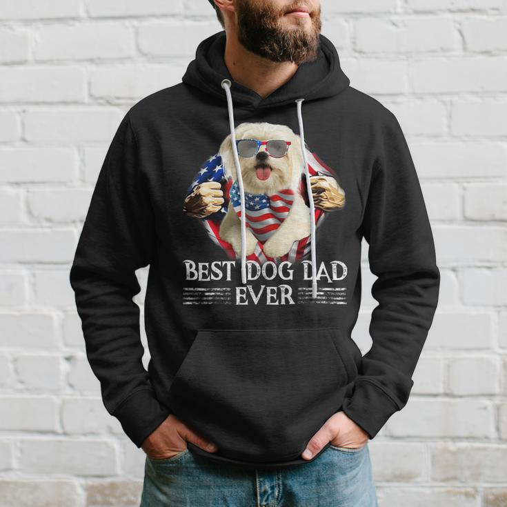 Dog Maltese Best Maltese Dad Ever American Flag 4Th Of July Gifts Men Hoodie Gifts for Him