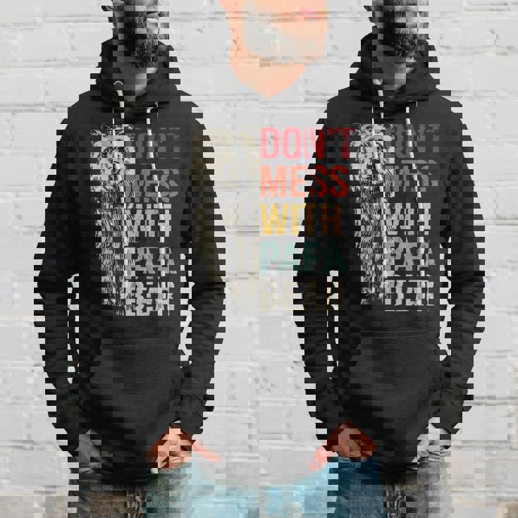 Dont Mess With Papa Bear Vintage Retro Hoodie Gifts for Him