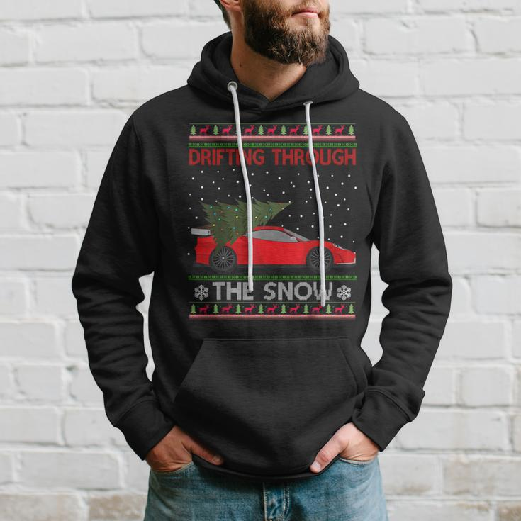 Drifting Through The Snow Ugly Christmas Sweater Tree Car Hoodie Gifts for Him