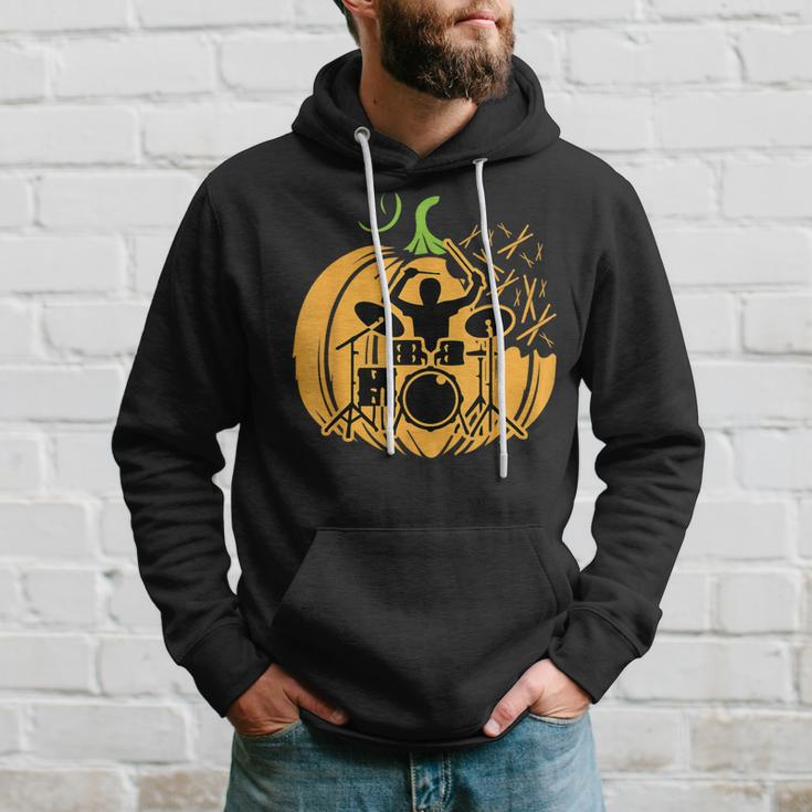 Drum-Mer Pumpkin Band Rock Music Lover Cool Musician Hoodie Gifts for Him