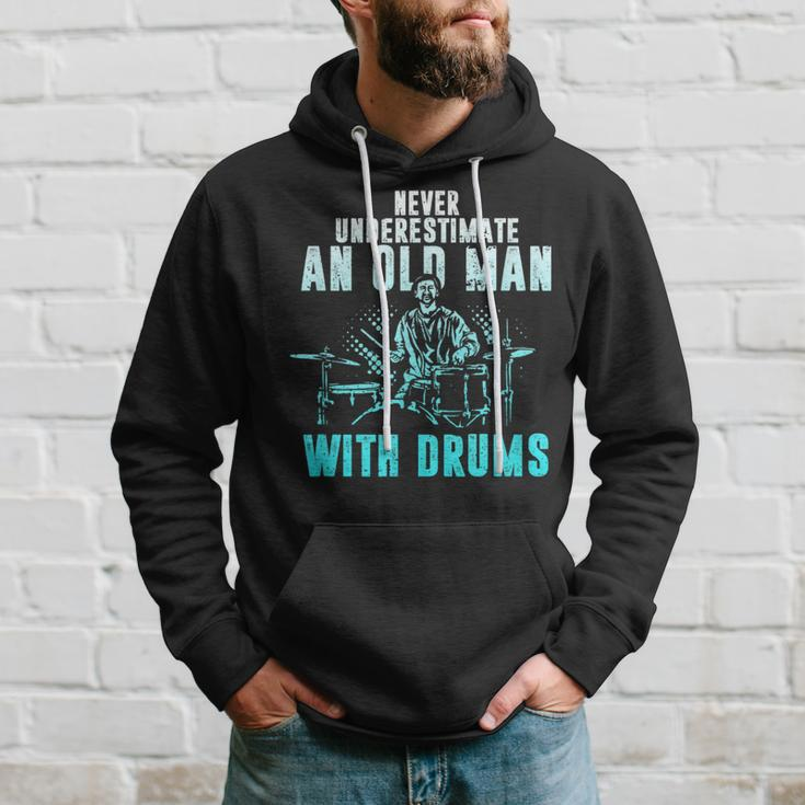 Drummer Apparel Never Underestimate An Old Man With Drums Hoodie Gifts for Him